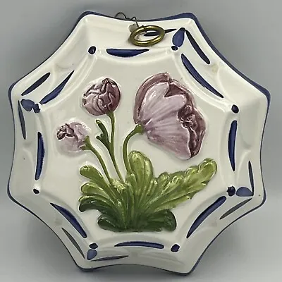 Buy ABC Bassano Made In Italy Wall Art Pottery Mold Pink Purple ￼Flower Octagon￼ 5  • 24.06£