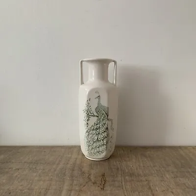 Buy Vintage Kingston Pottery Peacock Vase Double Handled Sides Decorative Decor • 15£