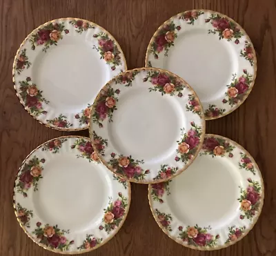 Buy SET OF 5 ROYAL ALBERT OLD COUNTRY ROSES 8” England SALAD BREAD LUNCHEON PLATES • 46.01£