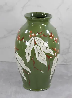 Buy Vintage Royal Barum Ware Pottery Green Berry & Leaf Vase C H Brannam Collectable • 24.99£