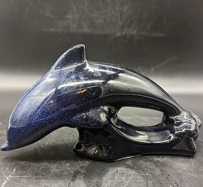 Buy Blue Mountain Pottery Blue Glaze Dolphin Figurine Costal Nautical Ocean 013024 • 17.44£