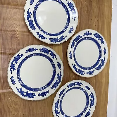 Buy Set Of 4 Side Plates Royal Cauldon England Dragon Blue And White • 25£