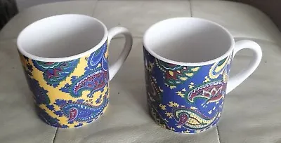 Buy 2 X Laura Ashley Paisley Yellow/Blue Woods Staffordshire Coffee Tea Cup Mugs • 12.50£