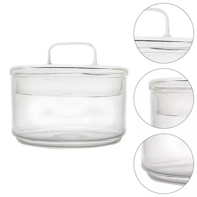 Buy  Glass Bowl Portable Fruit Roaster Pan With Lid Cereal Wood Cover • 14.84£