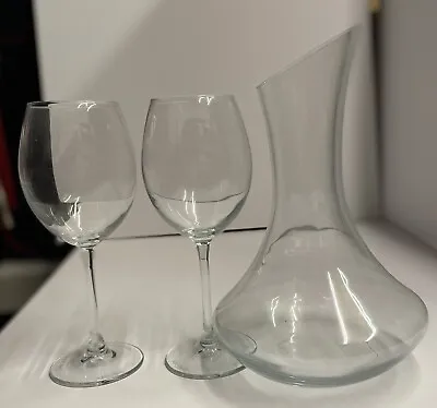 Buy 3 Piece Wine Set - Decanter (blown And Cut To Whistle) & 2 Wine Glasses • 9.90£