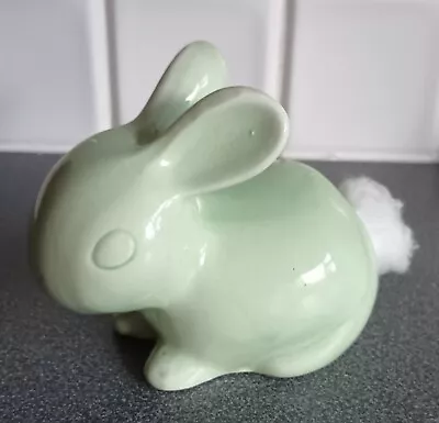 Buy Vintage Ceramic Bunny Cotton Wool Holder In Green • 3£
