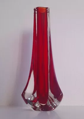 Buy Vintage Whitefriars Glass Ruby Tricorn Vase #9570 Geoffery Baxter Design C1964 • 10£