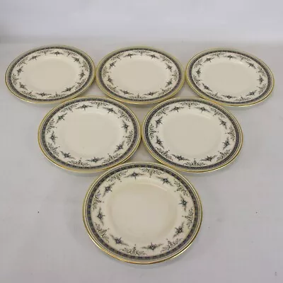 Buy MINTON GRASMERE 6x Side Plates Bone China Cream & Blue 20cm - WTY • 7.99£