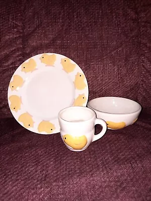 Buy Childrens Chick Dish Set Signed Anita By; Plate Bowl Cup Ceramic Easter • 12.24£