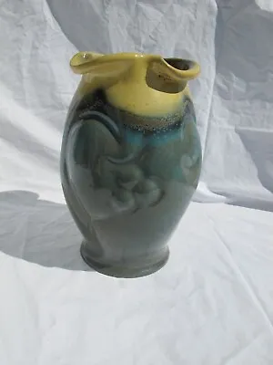 Buy Vintage NV Plateelbakkerij Zuid Gouda Dutch Art Pottery Vase Blue & Yellow • 29£