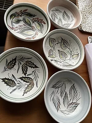 Buy Vintage Denby Pottery Abstract Leaf Design Bowls Possibly 1960 • 15£