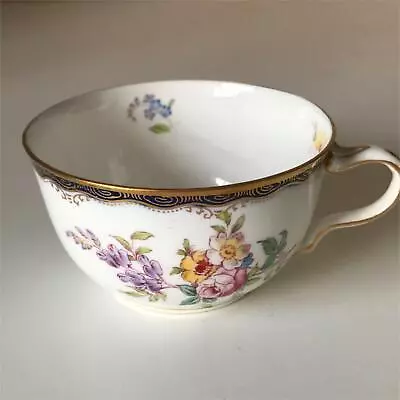 Buy Antique Wedgwood China Cup Blue/gold Rim With Floral Sprays Inside Ornate Handle • 15£