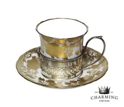 Buy Antique HAMMERSLEY & Co. England Gold Gilt Sterling Porcelain Cup & Saucer • 73.69£