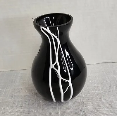 Buy Vintage Pilgrim Glass Black Amethyst Vase Abstract Design  6  H • 41.70£