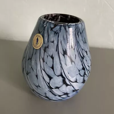 Buy Mtarfa Malta Glass Vase Blue & White Labelled 4.5” Tall • 8.99£