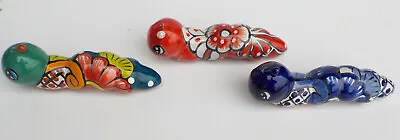 Buy Set Of Three (3) Mexican Talavera Pottery Caterpillar Sculptures Animal Blue • 16.60£