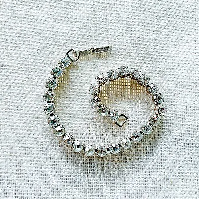 Buy Vintage 1940s Rhinestone Diamanté Tennis Bracelet - Estate Costume Jewelry • 3.15£