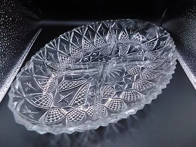 Buy French Cut Glass 4 Sectioned  Serving Dish • 7.99£