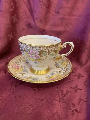 Buy Vintage Beautiful Tuscan Fine English Bone China Floral Gold Teacup & Saucer • 37.92£