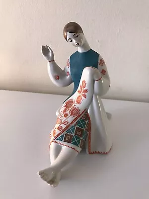 Buy Porcelain Kiev Woman /Girl Sewing National Folk Towel Figure  - USSR • 66.75£
