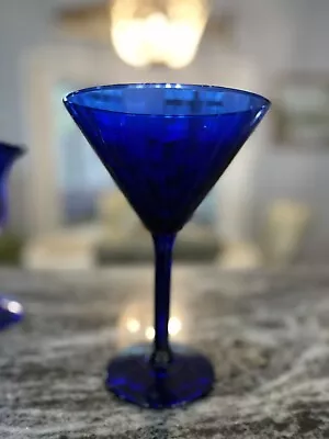 Buy Vintage Libbey Blue Cobalt Glass Martini Glass - 7'' Replacement • 14.36£