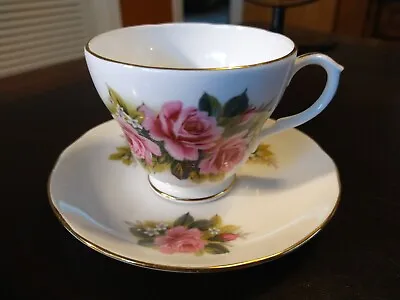 Buy Duchess Fine Bone China Pink Roses Teacup & Saucer Set Made In England • 9.58£