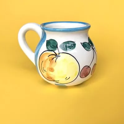 Buy Ceramic Spain Pottery Pitcher / Blue With Cherry Apple / Colorful Jug Spain / • 10£
