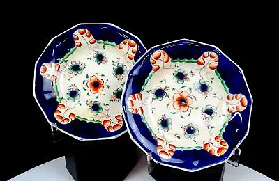 Buy Gaudy Welsh Staffordshire Porcelain Peppermint 2pc Antique 5 3/4  Saucers 1850s • 40.99£