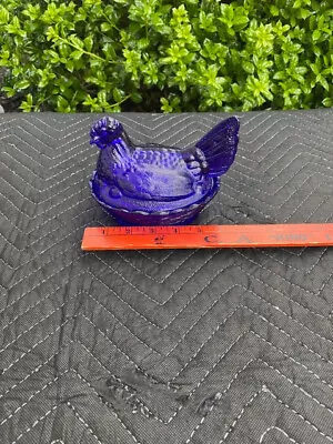 Buy Vintage Cobalt Blue Glass Hen On Nest Covered Trinket Candy Dish • 23.78£