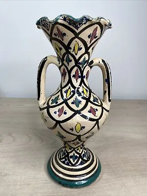 Buy Vintage Safi Moroccan Handmade Pottery Vase 8.5  Tall Signed • 76.99£