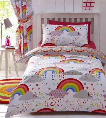 Buy Girls Duvet Cover Sets Rainbows Bright Bedding & Curtains Available • 21.99£