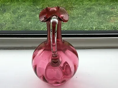 Buy Vintage Cranberry Glass 8.5 In Tall Jug In Lovely Condition • 18.50£