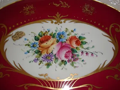 Buy Very Large 20  Limoges Hand Painted Signed Tea Coffee Tray Platter, Roses & Gold • 162.32£