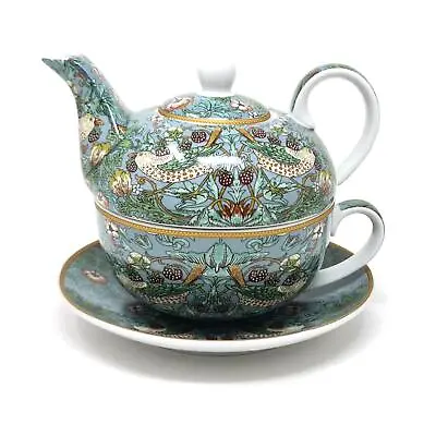 Buy Tea For One Cup Mug Pot Strawberry Thief Teal William Morris Teapot Floral Gift • 17.95£