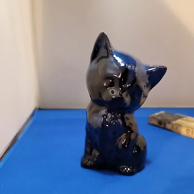 Buy Vintage Blue Mountain Pottery Cat Cobalt Blue Glaze 5 1/2  Tall • 20.55£