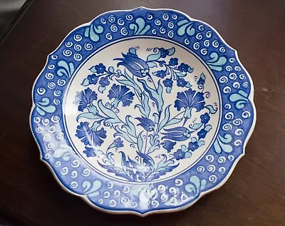Buy Turkish Plates With Iznik Design, Hand Painted, Blue Flowers, Ceramic, Plate Wit • 50£