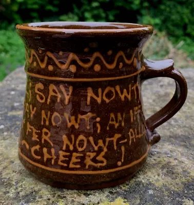 Buy John Hudson Studio Pottery Slipware Yorkshire Yorkshireman To Son Frog Mug Cup • 39.99£