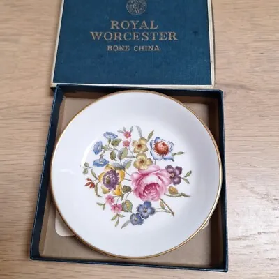 Buy Royal Worcester Floral Spoon Rest Plate 9.5cm Bone China Vintage Boxed • 6.99£