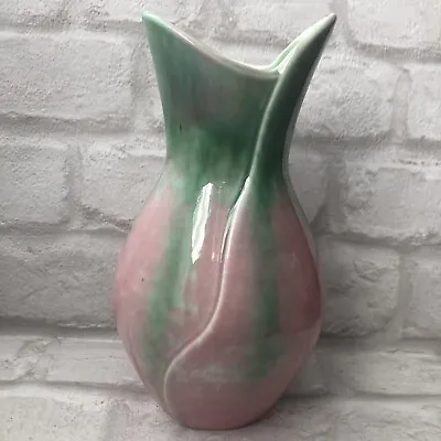 Buy Vintage Sylvac Vase Mottled Pink And Green Tulip Ceramic Art Deco Vase • 20£