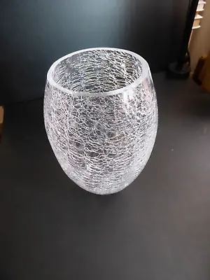 Buy Large Clear Crackle Glass Vase (Unmarked) • 22.49£
