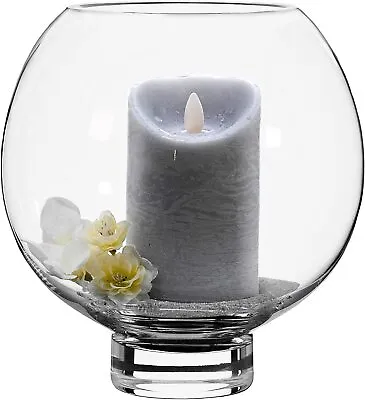 Buy CLEARANCE Glass Heavy Footed Hurricane Storm Lantern Candle Holder Vase H23cm • 15.29£