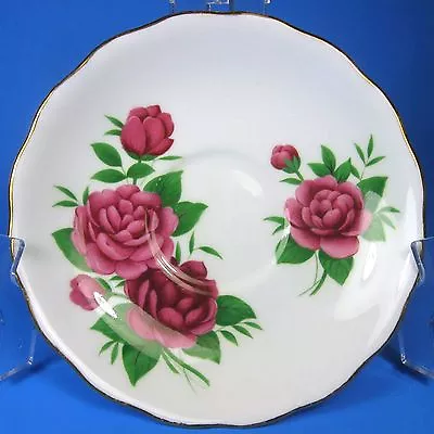 Buy Royal Vale Pink Red Rose Roses Bone China Saucer Only Orphan Made In England • 11.50£
