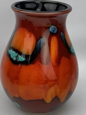 Buy Poole Pottery Vase 17cm Volcano Orange Red Venetian England Art Pottery     Z410 • 54£