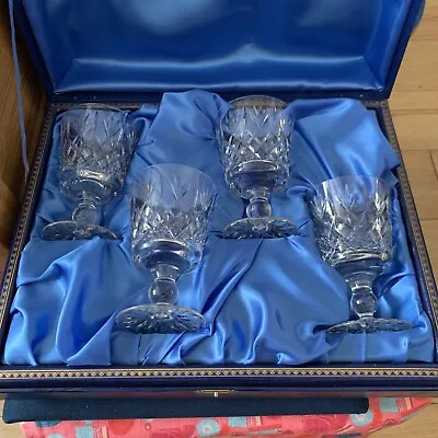 Buy Four  Vintage Thomas Webb Large Wine/water Glasses In Box - Vgc • 45£
