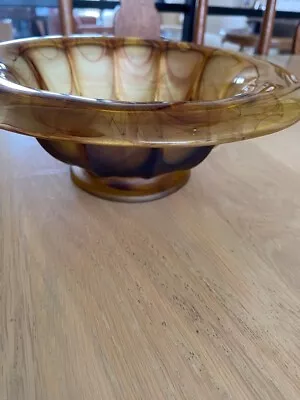 Buy Antique Davidson Style Fluted Amber Glass Cloud Bowl In Excellent Condition. • 34.99£