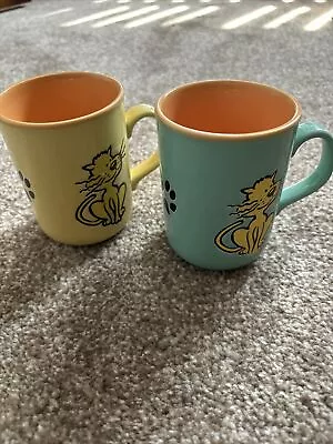 Buy Staffordshire Tableware Cat Mugs Vintage 80’s Hard To Find Especially Green Rare • 26.99£