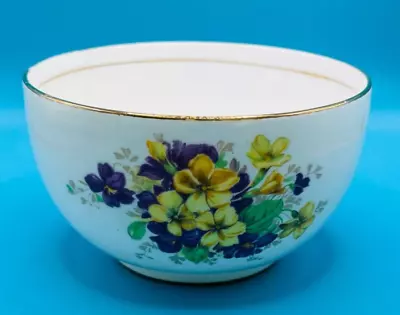 Buy Vintage Diamond China Sugar Bowl With Yellow And Purple Primula Flowers • 1.99£