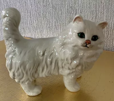 Buy BESWICK CAT  PERSIAN CAT STANDING TALL TAIL ERECT No. 1898 WHITE GLOSS PERFECT B • 19.99£