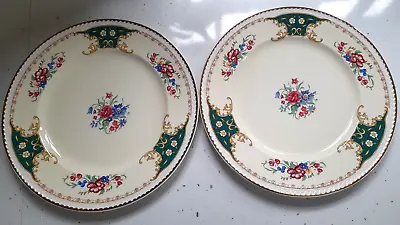 Buy Two Vintage Portland Cobridge Pottery  Floral Bouquet  Green Design 25cm Plates • 8.99£