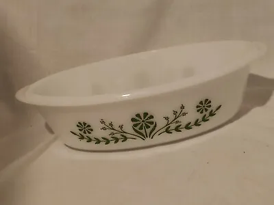 Buy Vintage Glasbake Jennette Green Daisy Divided Oval Serving Dish And Bowl Pyrex • 14.95£